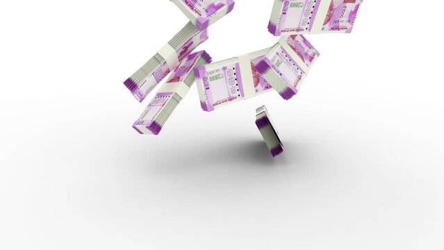 3d rendering of stack of Indian rupee notes falling on greenscreen ground. You can Key out or remove background to replace with a custom one