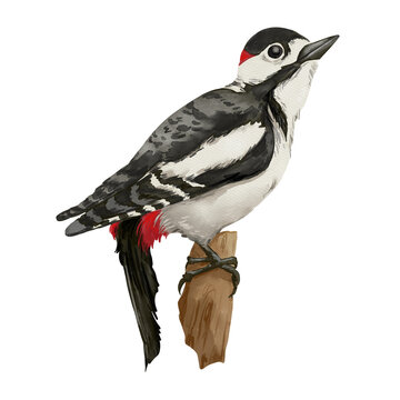 Watercolor forest woodpecker bird illustration