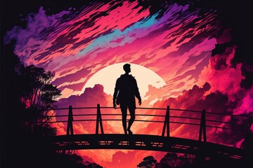 silhouette of a person in the city