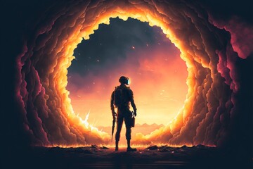 background with war man