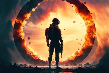 background with war man