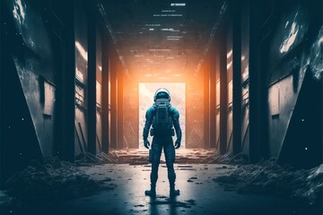 astronaut person walking in the night - Powered by Adobe