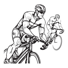 Fototapeta na wymiar Professional cycling races, Sketch drawing, vector
