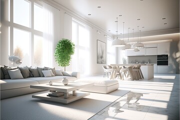 Fototapeta na wymiar Modern sofa or couch in living room. Interior design. Generative AI
