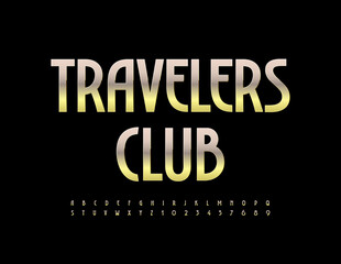 Obraz premium Vector premium Emblem Travelers Club. Elegant Golden Font. Modern Alphabet Letters and Numbers set