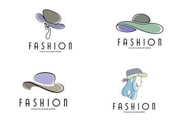 Women's Hat Logo Design Illustration Fashion beauty accessories, and product brand care