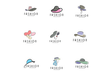 Women's Hat Logo Design Illustration Fashion beauty accessories, and product brand care