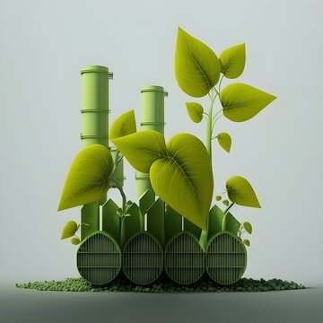 Green factory plant  - ilustration, green energy
