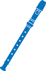 Flute icon, mouth instrument icon blue vector