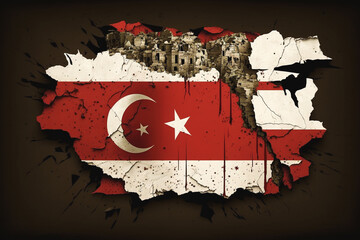 Support banner for the victims of the earthquake and natural disaster in Turkey and Syria, Generative AI
