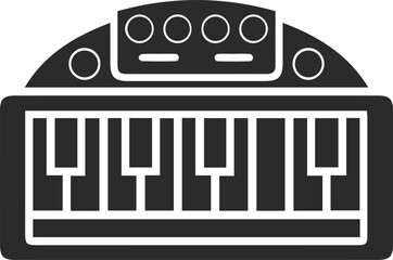 Harmonium icon, musical keyboard  icon black vector