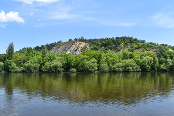 Beautiful island on Vltava river in summer time
