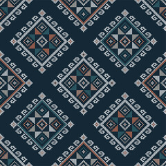 Yakan weaving inspired vector seamless pattern - Filipino tapestry geometric textile or fabric print design with diamond shapes
