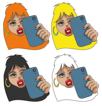 influenceuse qui fait un selfie 