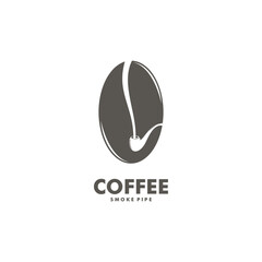 Coffee bean with smoking pipe vector emitting smoke. retro coffee for coffee shops and bars