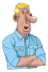 Caricature d'un homme en chemise les bras crois&eacute;s