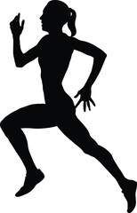 slender girl athlete runner running black silhouette