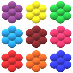 Set of bright flowers