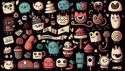 hand-drawn doodles pattern