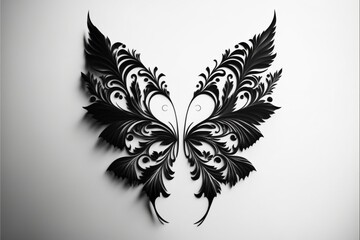 fairy wings made of forest leaves on a white background. Generative Ai