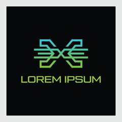 Letter X logo design template,Technology abstract dot connection vector logo