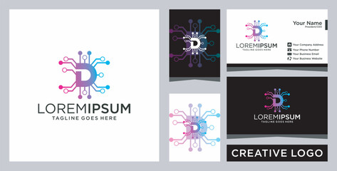 Molecule initial letter D icon design vector illustration. with a business card 