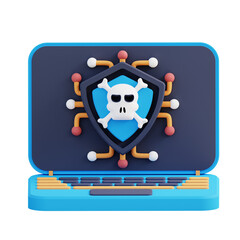3d illustration of laptop security from cybercrime