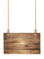Wooden sign hanging on a rope