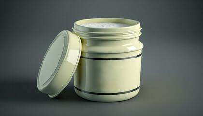 Isolated cream pot design template, opened container for cosmetic product, Generative AI