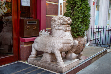 Dragon figure of China town in Soho, London, England