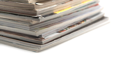 pile of magazines colorful isolated on a white background