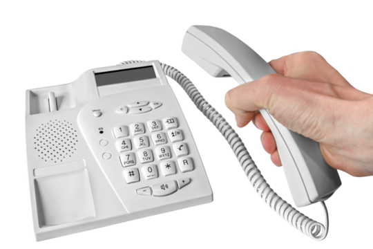 Telephone receiver in hand. Support concept. png transparent