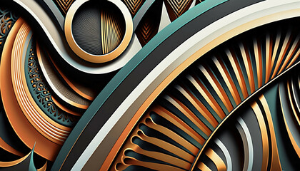 elegant geometrical retro futuristic afrofuturistic abstract pattern background - new quality universal colorful joyful holiday stock image illustration wallpaper design,  Generative AI