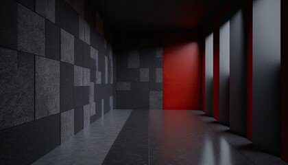 modern interior wall with charcoal and red color. generative ai