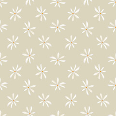 Ditsy print. Watercolor seamless floral pattern. Illustration Flowers Daisies drawn by hand. Spring botanical print.