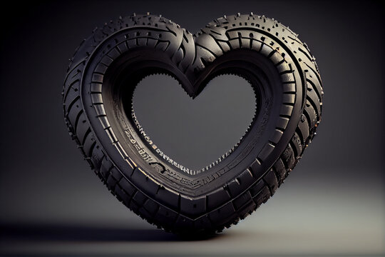 Car tire curved in the shape of a heart Banner for car freaks.