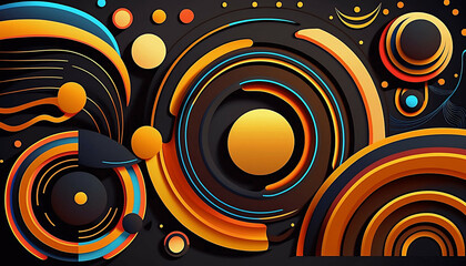 Obraz premium neo retro shapes abstract pattern background new quality universal colorful joyful holiday creative stock image illustration wallpaper design, Generative AI
