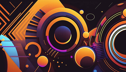 Obraz premium neo retro shapes abstract pattern background new quality universal colorful joyful holiday creative stock image illustration wallpaper design, Generative AI