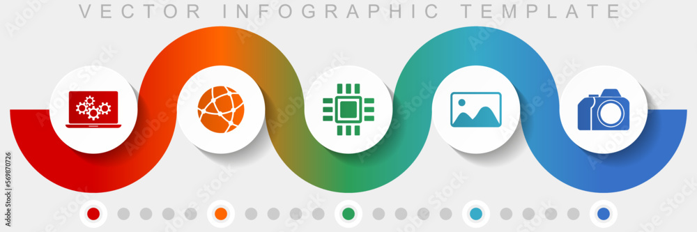 Leinwandbilder computer and technology infographic vector template with icon set, miscellaneous icons such as lapto