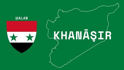 Khanāşir: Illustration mit dem Ortsnamen der syrischen Stadt Khanāşir in der Region Ḩalab