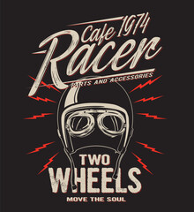 vector cafe racer skull rider illustrtaion print © basws