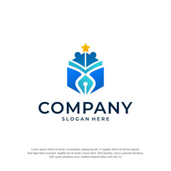 university education logo book concept premium vector