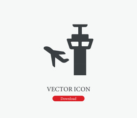 Airport vector icon. Editable stroke. Symbol in Line Art Style for Design, Presentation, Website or Mobile Apps Elements, Logo.  Airport symbol illustration. Pixel vector graphics - Vector