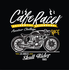 Obraz premium vector cafe racer skull rider illustrtaion print