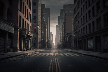 empty street due to coronavirus. Lockdown and pandemic concepts. generative ai