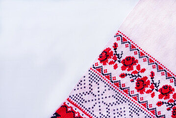 Ukrainian ornament. Wedding towel Ukrainian national.