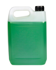 Bottle green can antifreeze liquid container isolated on the white background