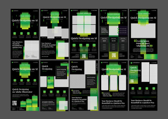 StarterPack Green Gradients Templates for Quicker Promotion Needs - Modern lights designs Social Media Post Story