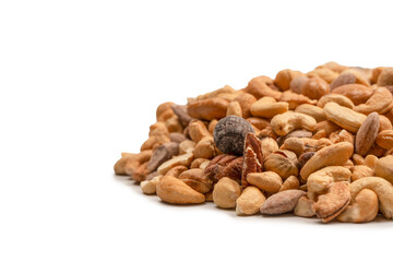 A group of almonds, pistachios, walnuts, macadamia, cashews.