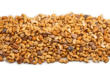 A group of almonds, pistachios, walnuts, macadamia, cashews.
